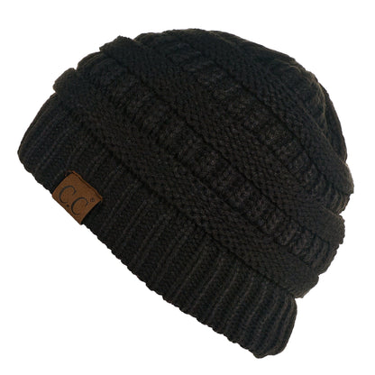 C.C Apparel Black C.C Hat 25 - Slouchy Thick Warm Cap Hat Skully Fuzzy Lined Cable Knit Beanie