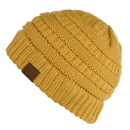 C.C Apparel Honey Mustard C.C Hat 25 - Slouchy Thick Warm Cap Hat Skully Fuzzy Lined Cable Knit Beanie