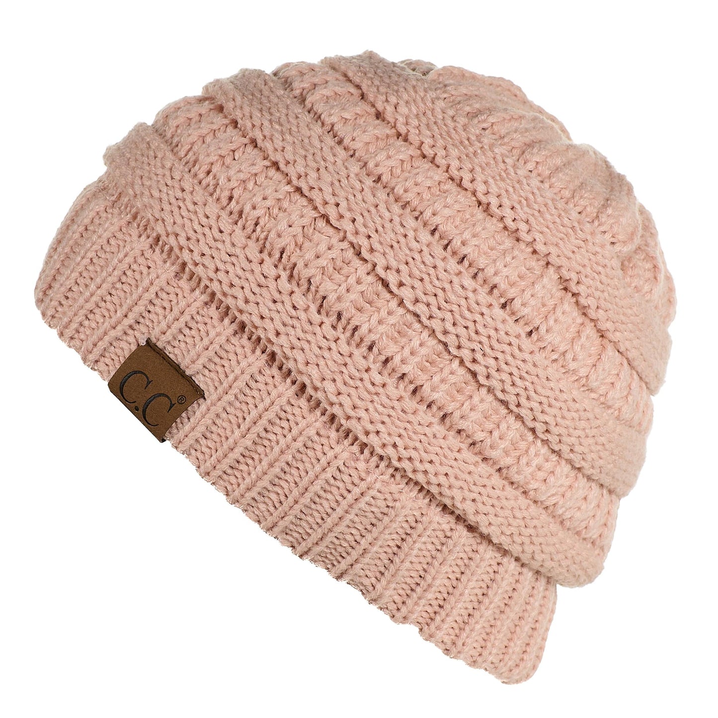 C.C Apparel Indi Pink C.C Hat 25 - Slouchy Thick Warm Cap Hat Skully Fuzzy Lined Cable Knit Beanie