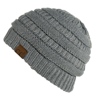 C.C Apparel Light Melange C.C Hat 25 - Slouchy Thick Warm Cap Hat Skully Fuzzy Lined Cable Knit Beanie