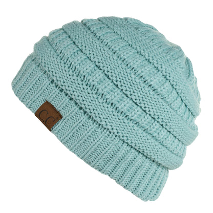 C.C Apparel Mint C.C Hat 25 - Slouchy Thick Warm Cap Hat Skully Fuzzy Lined Cable Knit Beanie