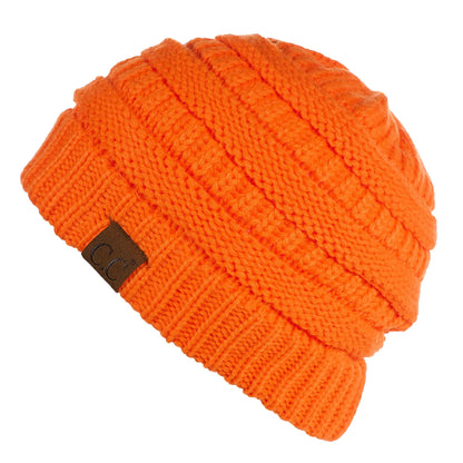 C.C Apparel Neon Orange C.C Hat 25 - Slouchy Thick Warm Cap Hat Skully Fuzzy Lined Cable Knit Beanie