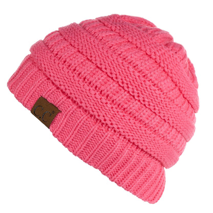 C.C Apparel New Candy Pink C.C Hat 25 - Slouchy Thick Warm Cap Hat Skully Fuzzy Lined Cable Knit Beanie