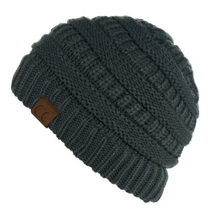 C.C Apparel Teal Grey C.C Hat 25 - Slouchy Thick Warm Cap Hat Skully Fuzzy Lined Cable Knit Beanie