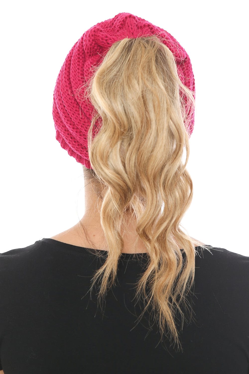 C.C Apparel MB 131 - C.C Messy Bun Ponytail Visor Brim Beanie Hat