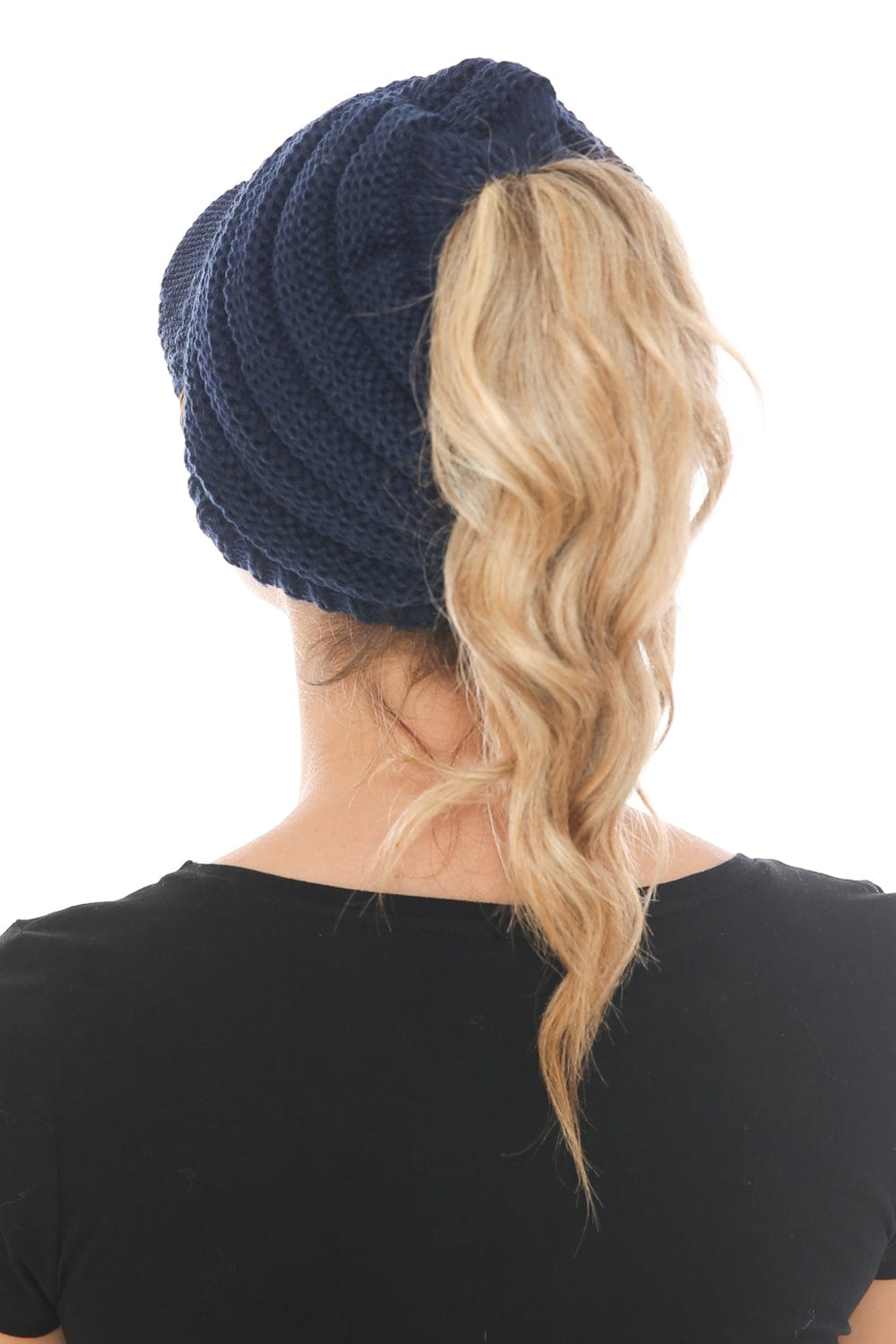 C.C Apparel MB 131 - C.C Messy Bun Ponytail Visor Brim Beanie Hat