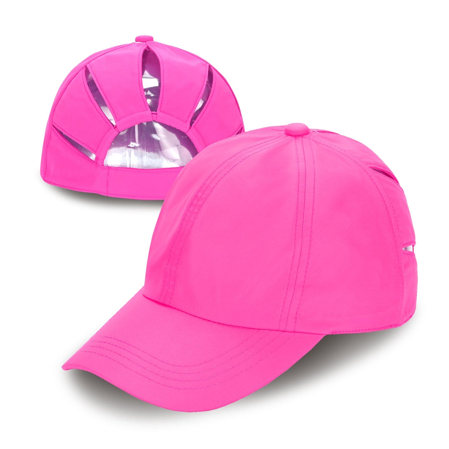 Keebon International Apparel Hot Pink C.C Multi Ponytail Hat