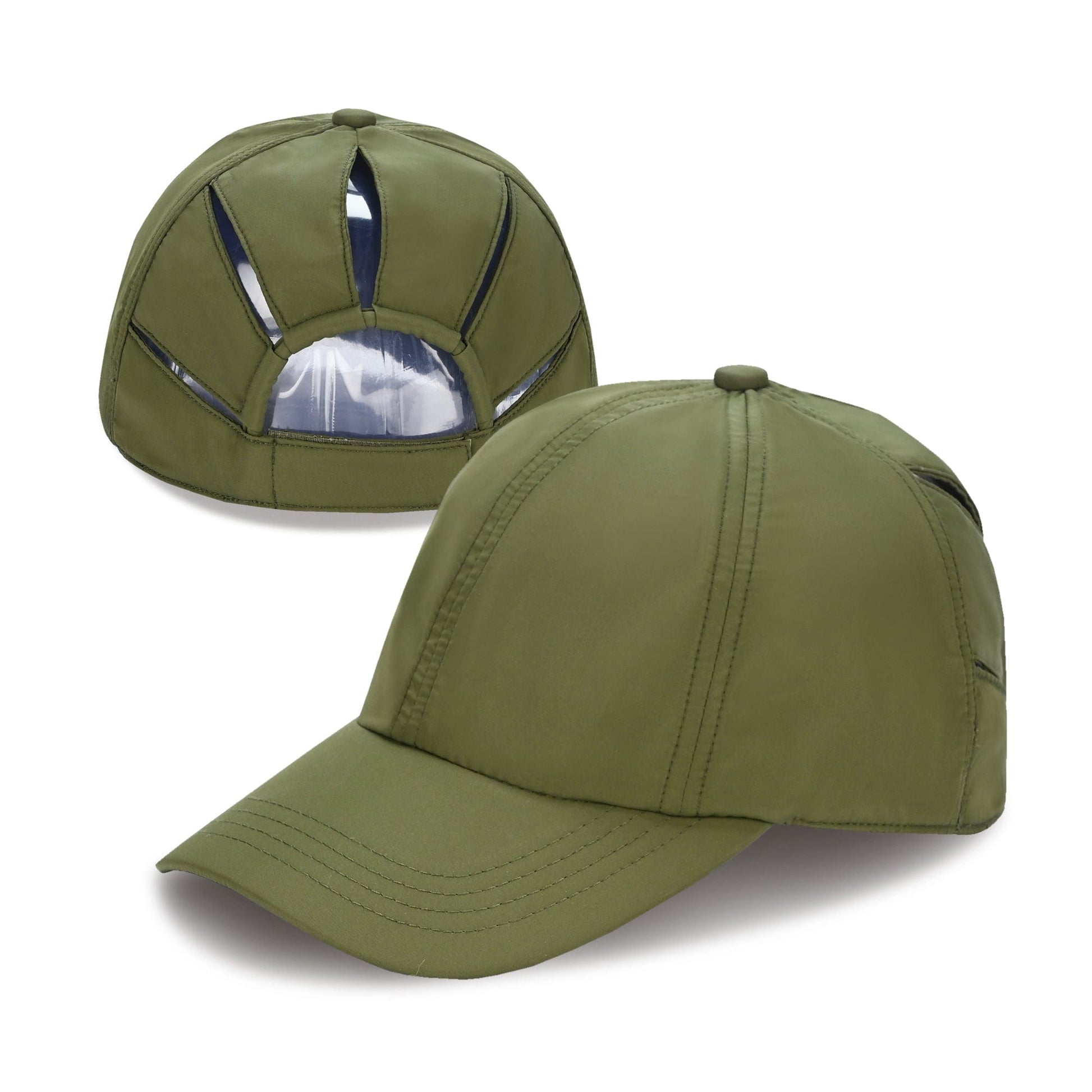 Keebon International Apparel Olive Green C.C Multi Ponytail Hat