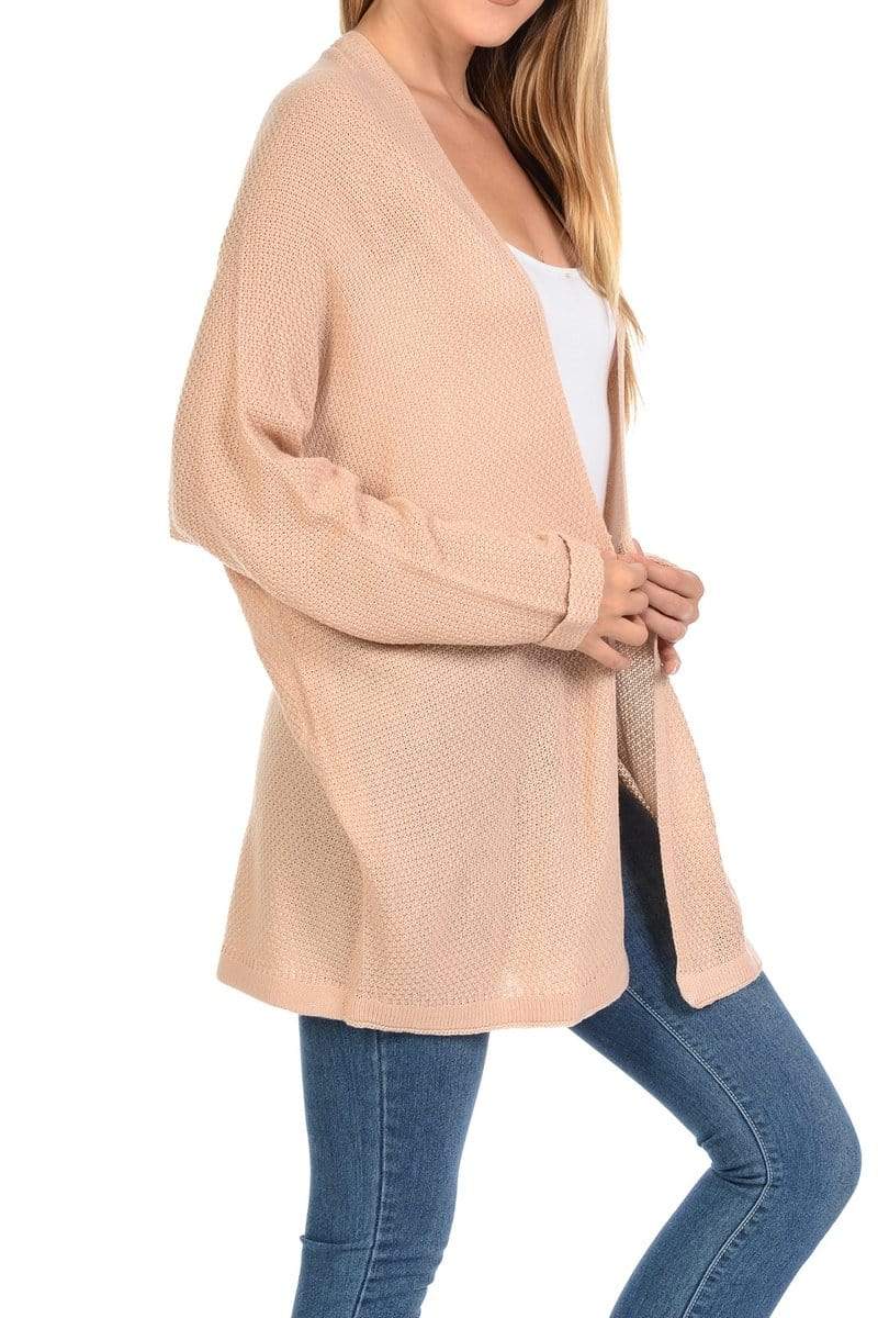 Auliné Collection Apparel Auliné Collection Women's Casual Open Front Loose Drape Knit Cardigan Sweater