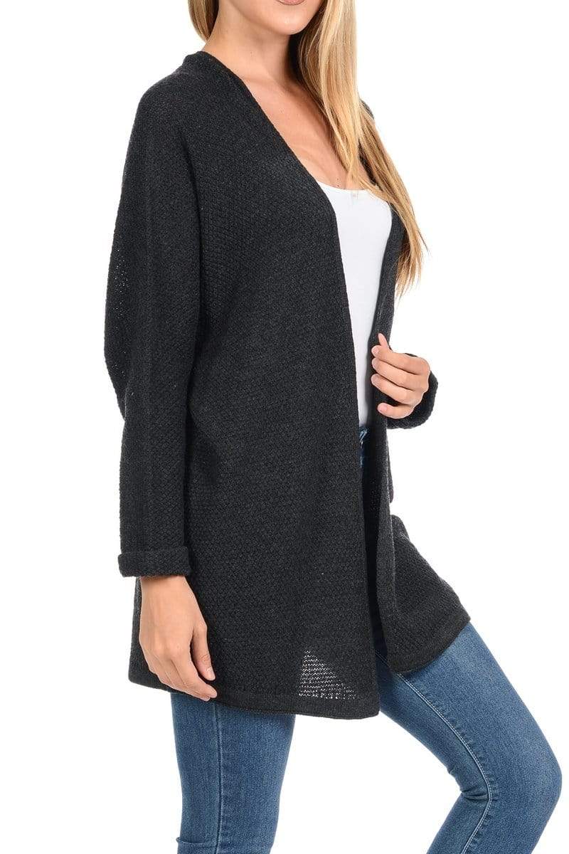 Auliné Collection Apparel Auliné Collection Women's Casual Open Front Loose Drape Knit Cardigan Sweater