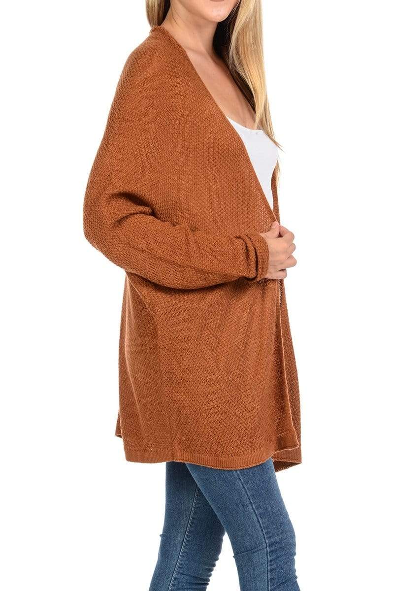 Auliné Collection Apparel Auliné Collection Women's Casual Open Front Loose Drape Knit Cardigan Sweater