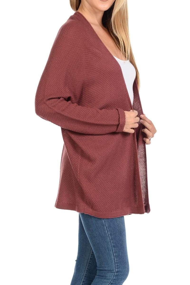 Auliné Collection Apparel Auliné Collection Women's Casual Open Front Loose Drape Knit Cardigan Sweater