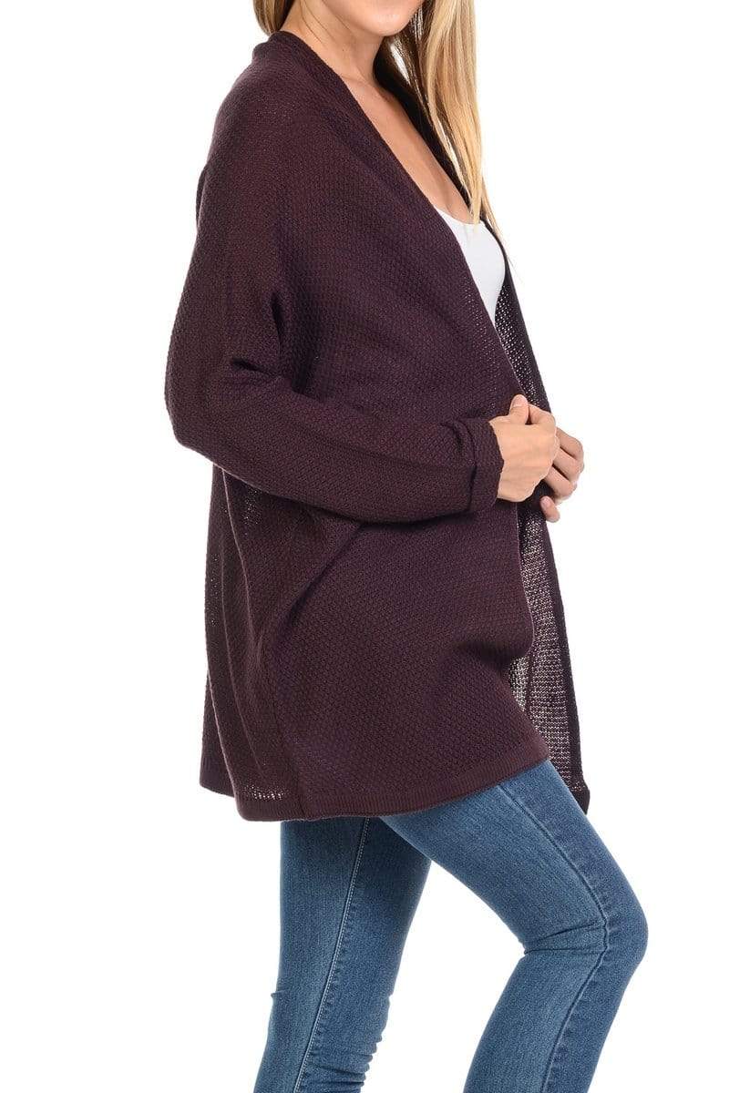 Auliné Collection Apparel Auliné Collection Women's Casual Open Front Loose Drape Knit Cardigan Sweater