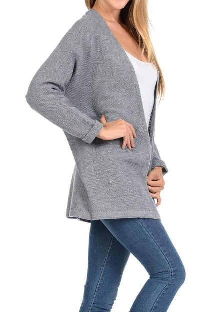 Auliné Collection Apparel Auliné Collection Women's Casual Open Front Loose Drape Knit Cardigan Sweater