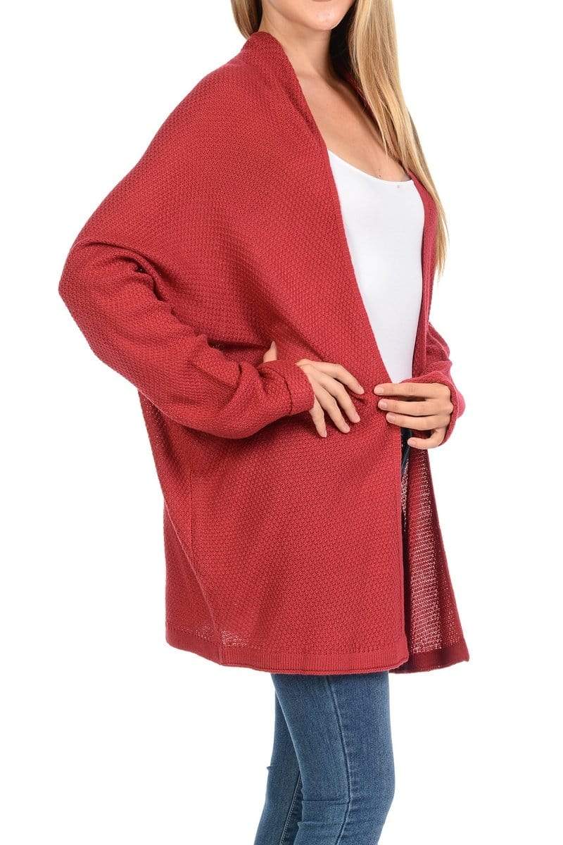 Auliné Collection Apparel Auliné Collection Women's Casual Open Front Loose Drape Knit Cardigan Sweater