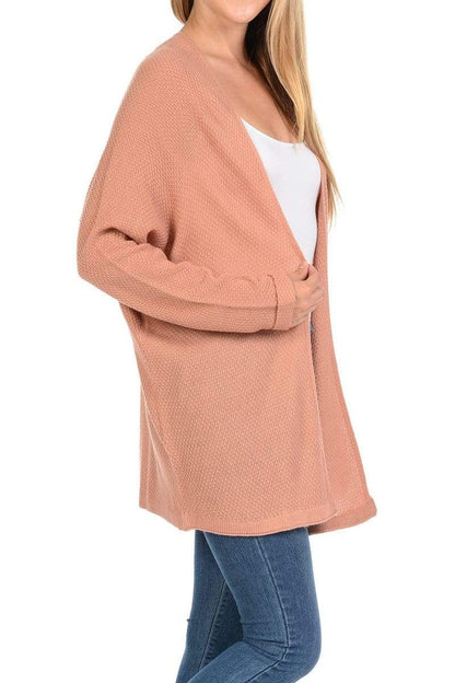 Auliné Collection Apparel Auliné Collection Women's Casual Open Front Loose Drape Knit Cardigan Sweater