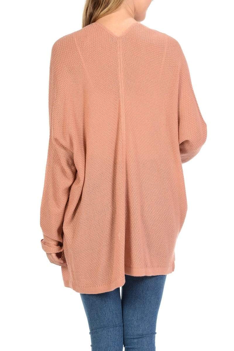 Auliné Collection Apparel Auliné Collection Women's Casual Open Front Loose Drape Knit Cardigan Sweater