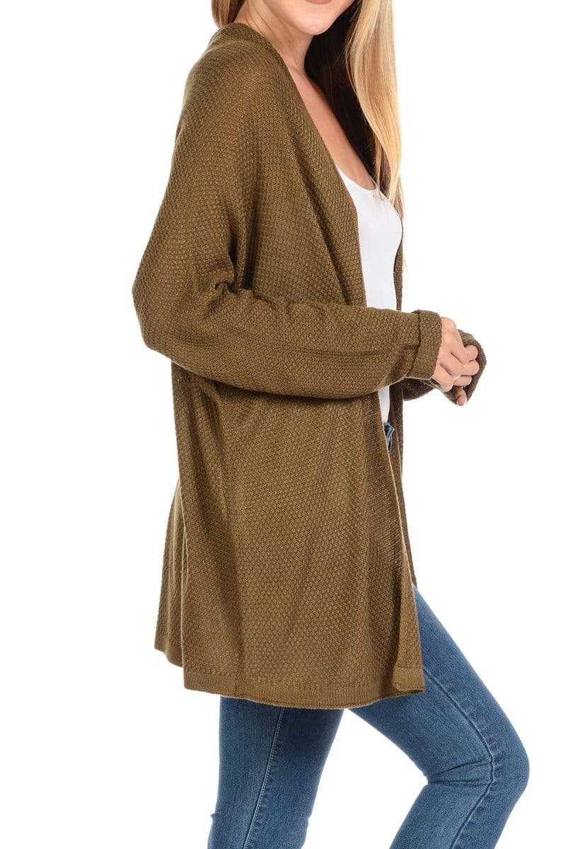 Auliné Collection Apparel Auliné Collection Women's Casual Open Front Loose Drape Knit Cardigan Sweater