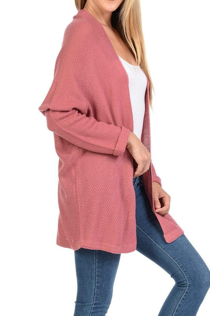 Auliné Collection Apparel Auliné Collection Women's Casual Open Front Loose Drape Knit Cardigan Sweater