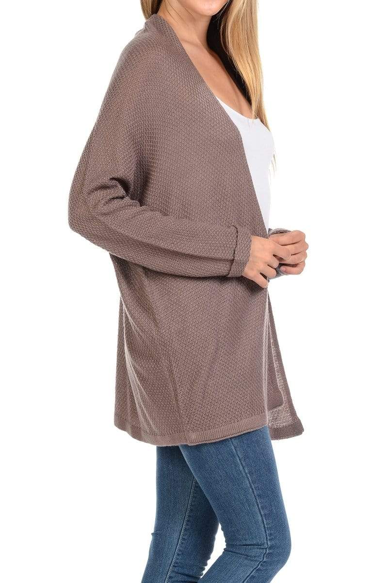 Auliné Collection Apparel Auliné Collection Women's Casual Open Front Loose Drape Knit Cardigan Sweater