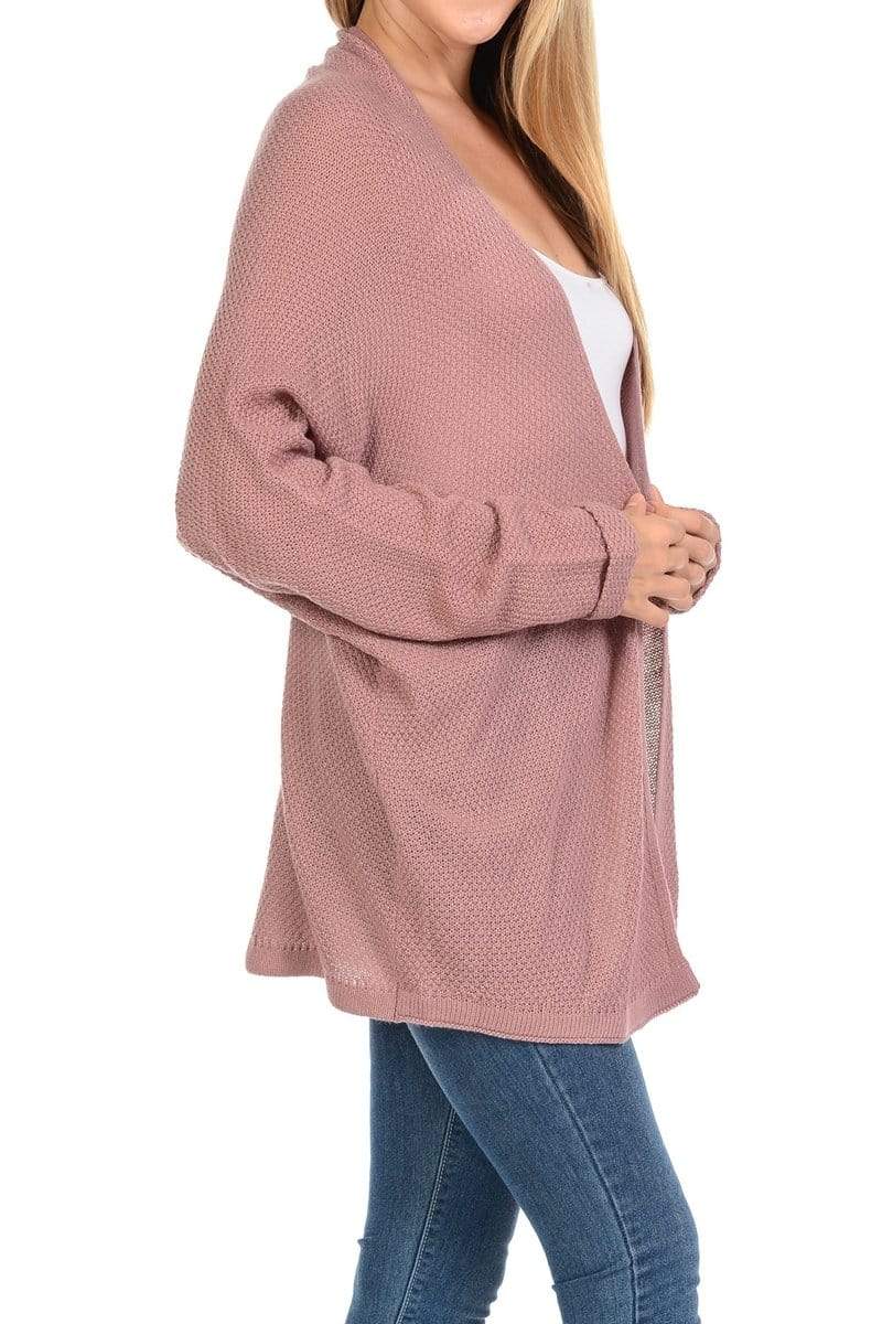 Auliné Collection Apparel Auliné Collection Women's Casual Open Front Loose Drape Knit Cardigan Sweater