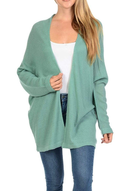 Auliné Collection Apparel Aqua / S/M Auliné Collection Women's Casual Open Front Loose Drape Knit Cardigan Sweater