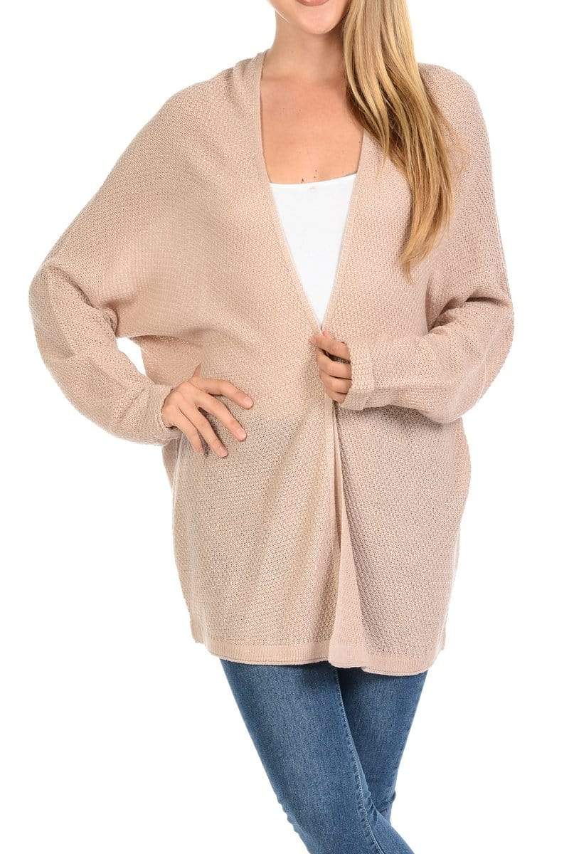 Auliné Collection Apparel Blush / S/M Auliné Collection Women's Casual Open Front Loose Drape Knit Cardigan Sweater