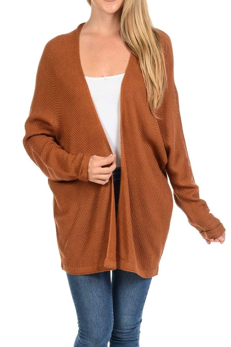 Auliné Collection Apparel Copper / S/M Auliné Collection Women's Casual Open Front Loose Drape Knit Cardigan Sweater