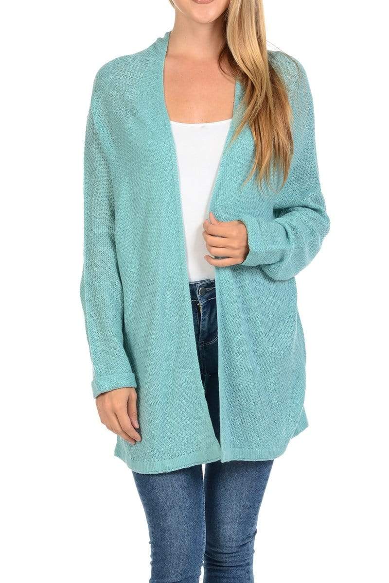 Auliné Collection Apparel Dusty Blue / S/M Auliné Collection Women's Casual Open Front Loose Drape Knit Cardigan Sweater