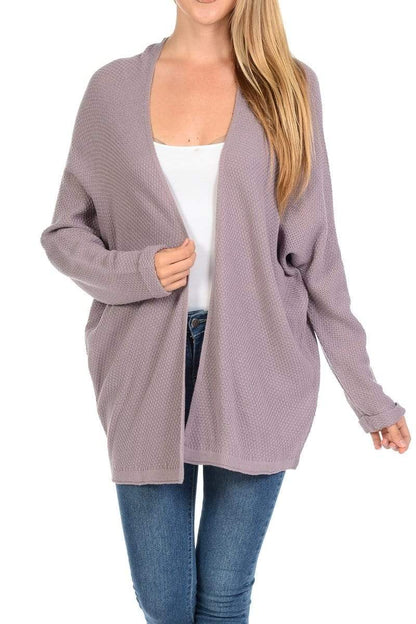 Auliné Collection Apparel Dusty Lavender / S/M Auliné Collection Women's Casual Open Front Loose Drape Knit Cardigan Sweater