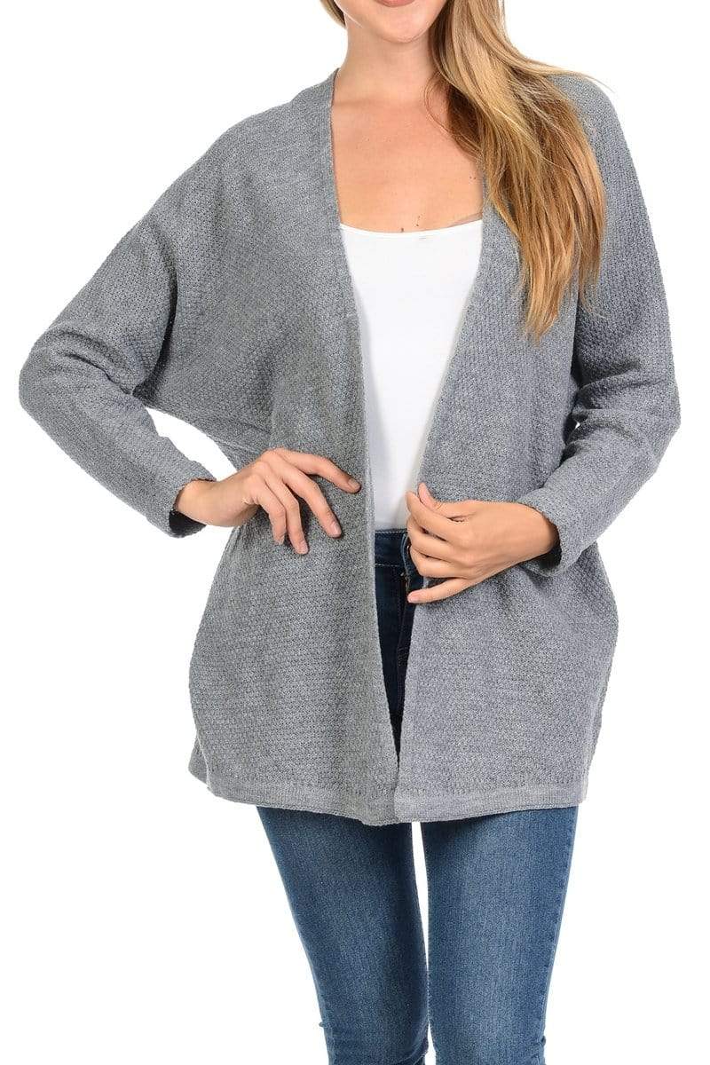 Auliné Collection Apparel Heather Gray / S/M Auliné Collection Women's Casual Open Front Loose Drape Knit Cardigan Sweater