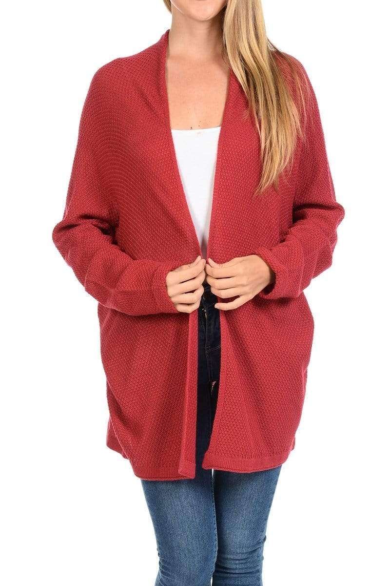 Auliné Collection Apparel Hot Pink / S/M Auliné Collection Women's Casual Open Front Loose Drape Knit Cardigan Sweater