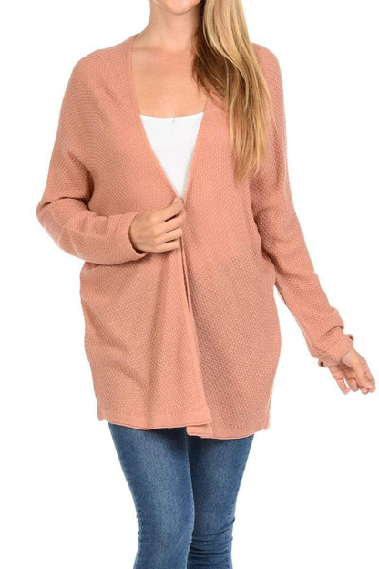 Auliné Collection Women's Casual Open Front Loose Drape Knit Cardigan Sweater