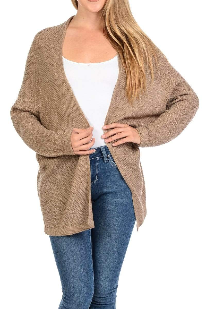 Auliné Collection Apparel Mocha / S/M Auliné Collection Women's Casual Open Front Loose Drape Knit Cardigan Sweater