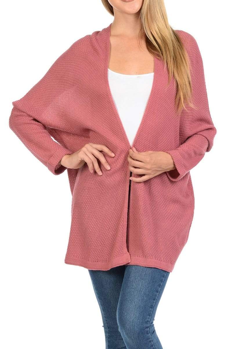 Auliné Collection Apparel Pink / S/M Auliné Collection Women's Casual Open Front Loose Drape Knit Cardigan Sweater