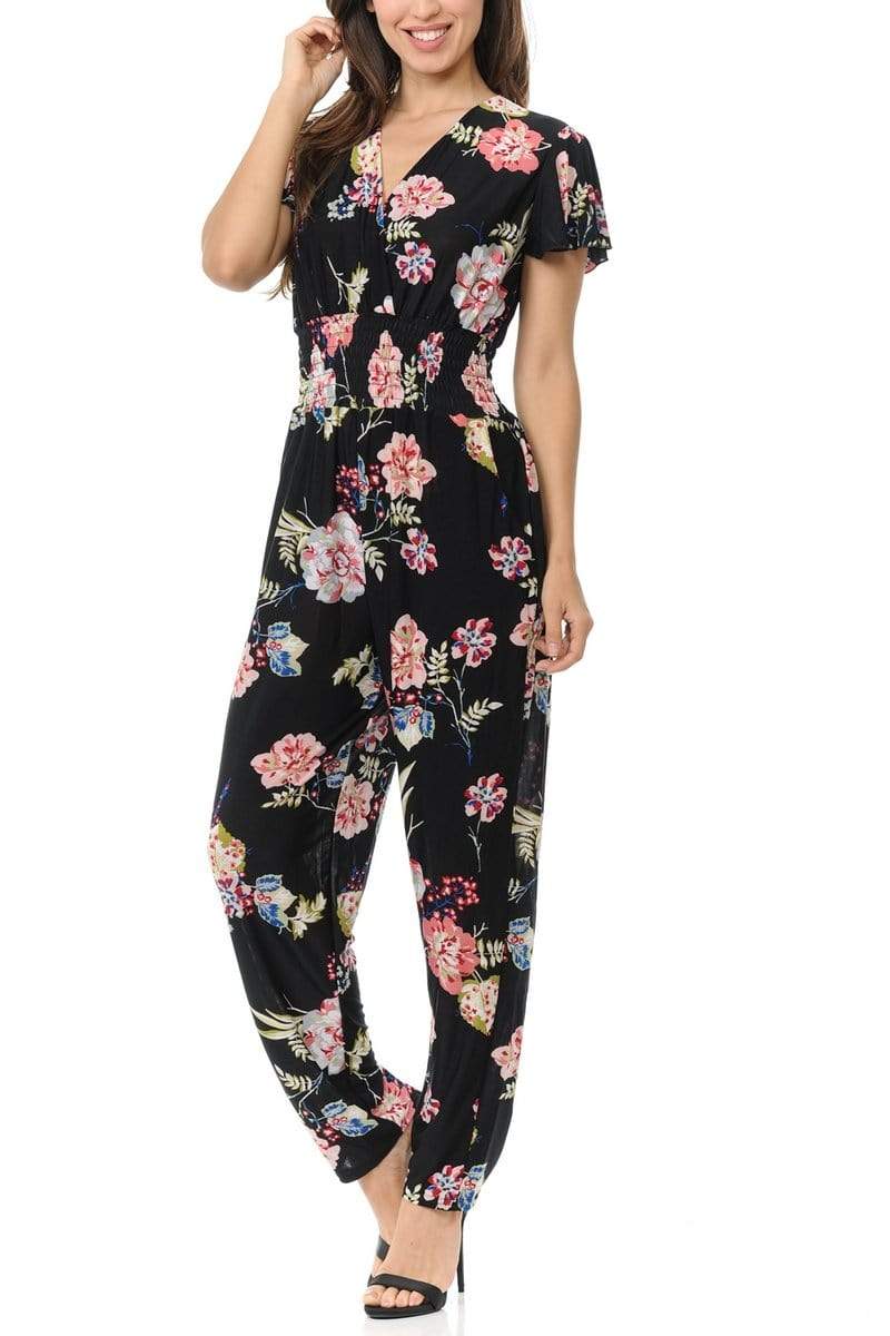 Floral romper long sales pants