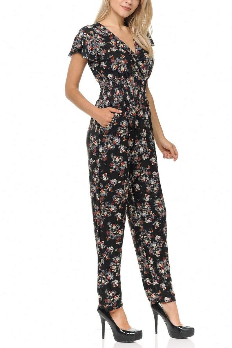 Floral romper long sales pants