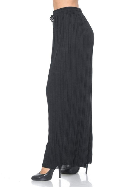 Auliné Collection Apparel Auliné Collection Womens Solid Waistband Long Pleated Chiffon Palazzo Pants