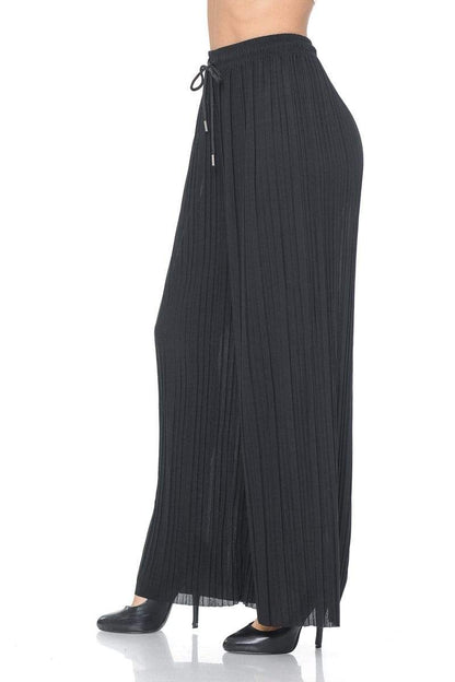 Auliné Collection Womens Solid Waistband Long Pleated Chiffon Palazzo Pants