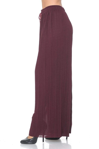 Auliné Collection Apparel Auliné Collection Womens Solid Waistband Long Pleated Chiffon Palazzo Pants