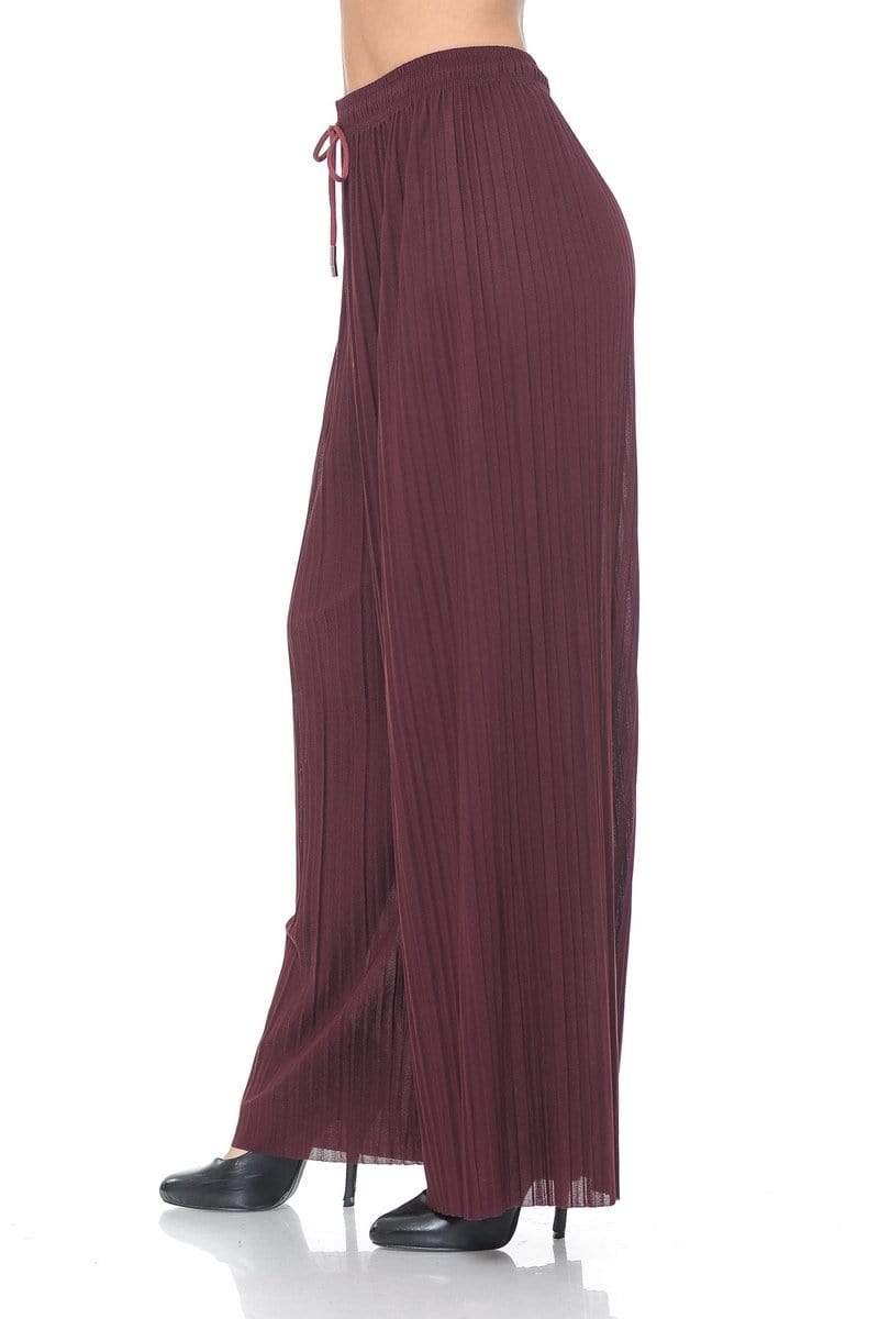 Auliné Collection Apparel Auliné Collection Womens Solid Waistband Long Pleated Chiffon Palazzo Pants