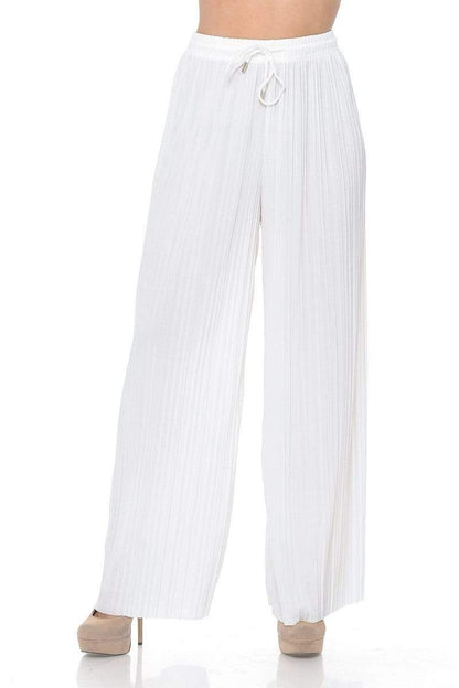 Auliné Collection Apparel Auliné Collection Womens Solid Waistband Long Pleated Chiffon Palazzo Pants