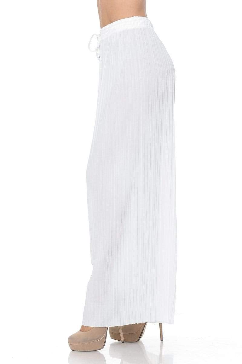 Auliné Collection Apparel Auliné Collection Womens Solid Waistband Long Pleated Chiffon Palazzo Pants