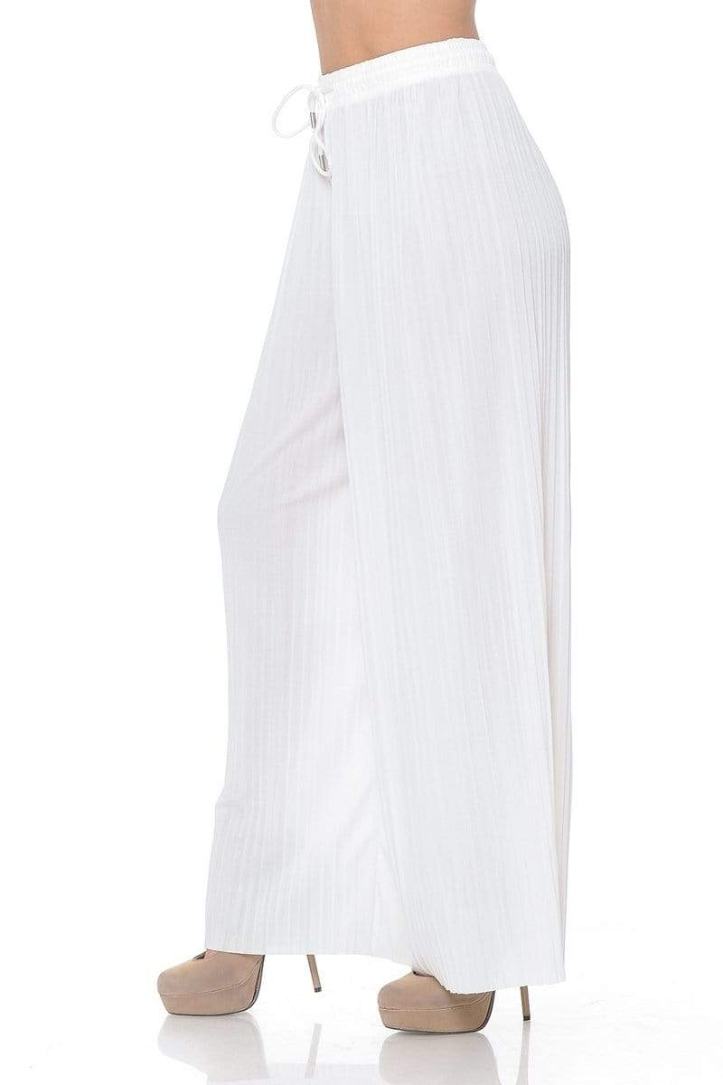 Auliné Collection Apparel Auliné Collection Womens Solid Waistband Long Pleated Chiffon Palazzo Pants