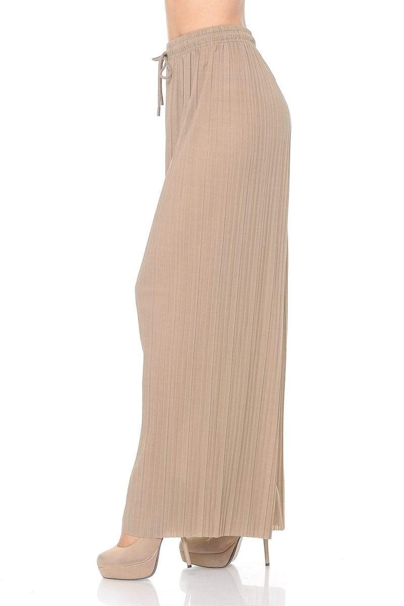 Auliné Collection Apparel Auliné Collection Womens Solid Waistband Long Pleated Chiffon Palazzo Pants