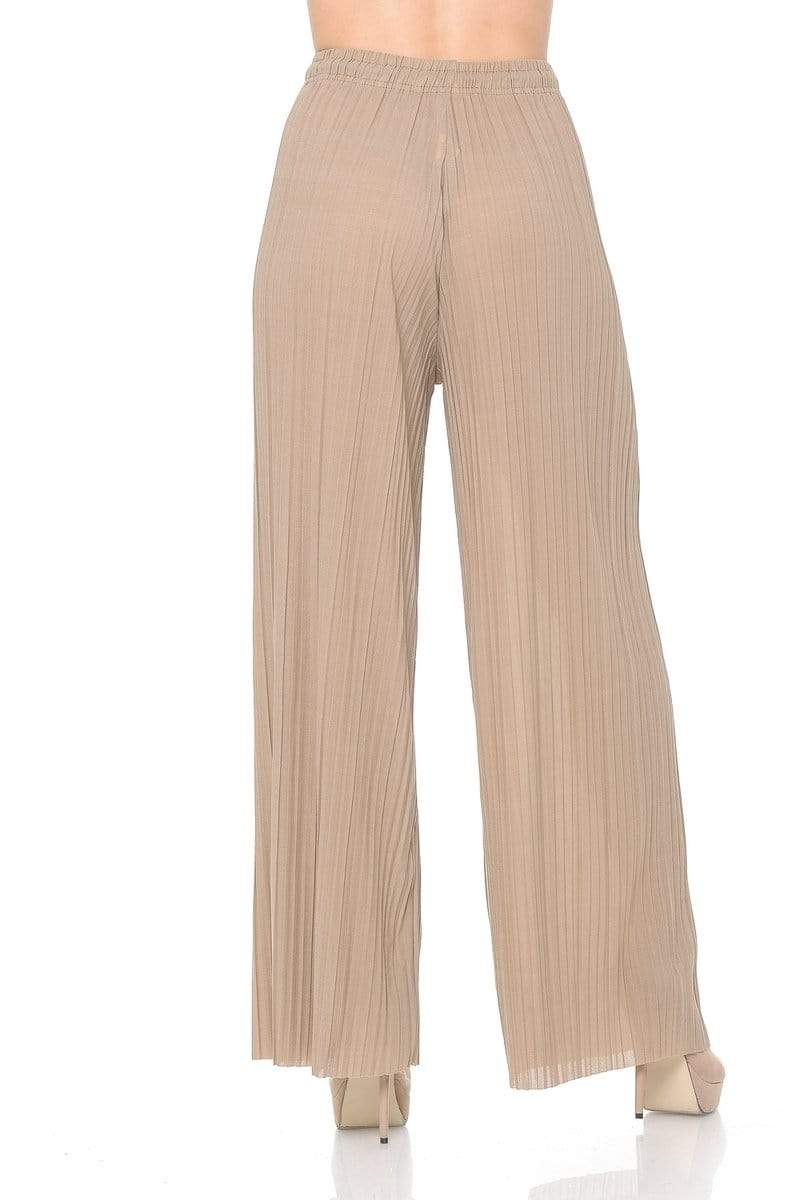 Auliné Collection Apparel Auliné Collection Womens Solid Waistband Long Pleated Chiffon Palazzo Pants