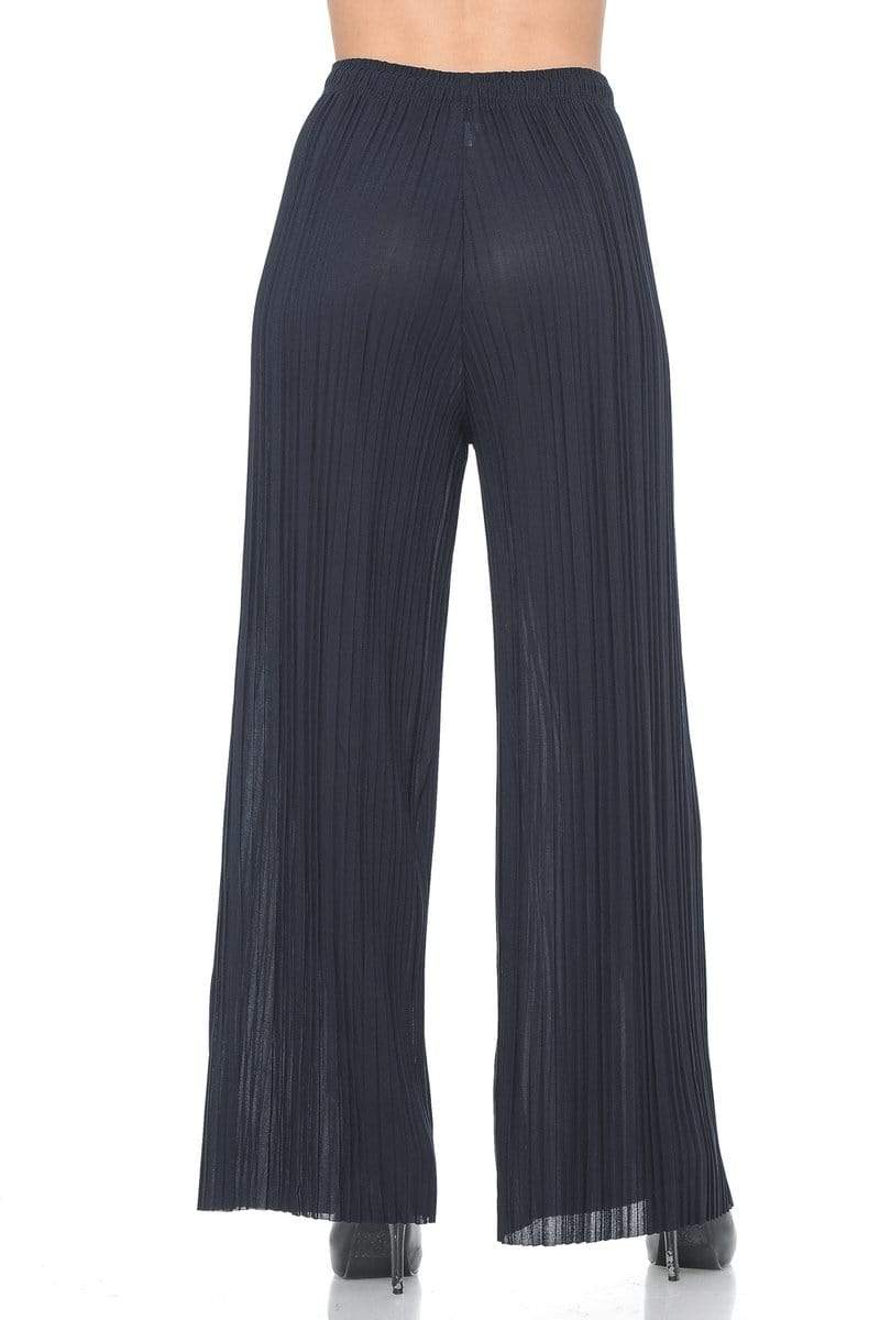 Auliné Collection Apparel Auliné Collection Womens Solid Waistband Long Pleated Chiffon Palazzo Pants