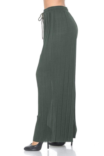 Auliné Collection Apparel Auliné Collection Womens Solid Waistband Long Pleated Chiffon Palazzo Pants