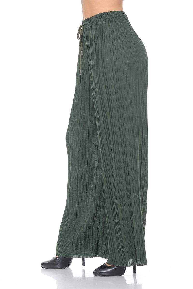 Auliné Collection Apparel Auliné Collection Womens Solid Waistband Long Pleated Chiffon Palazzo Pants