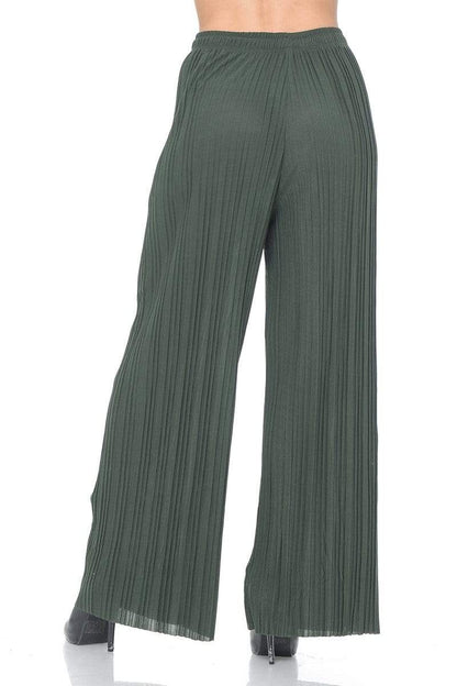 Auliné Collection Womens Solid Waistband Long Pleated Chiffon Palazzo Pants